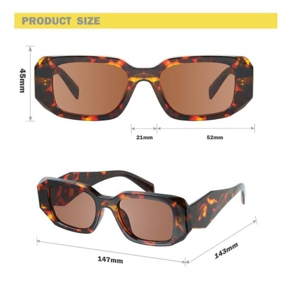 Trendy rectangle triangle Sunglasses tortoise main image 6